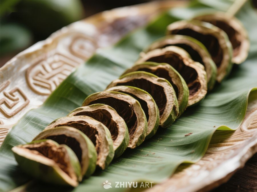 香蕉叶上的切片果实 628