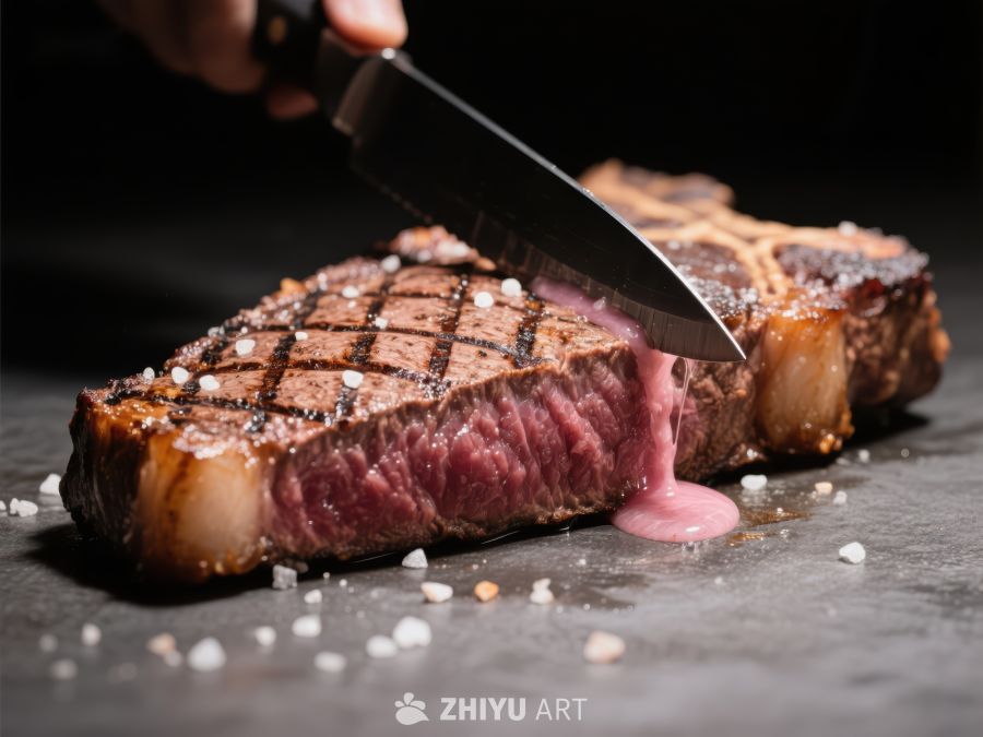 刀切多汁牛排，肉汁四溢 171