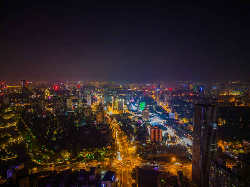 安徽省合肥市城市夜景交通航拍