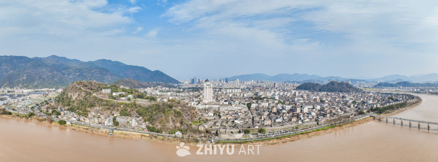 航拍浙江临海台州府城城区风光 25