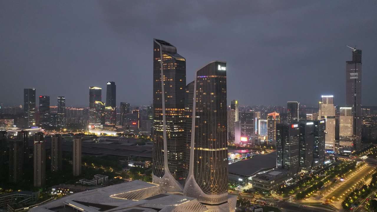 城市夜景航拍