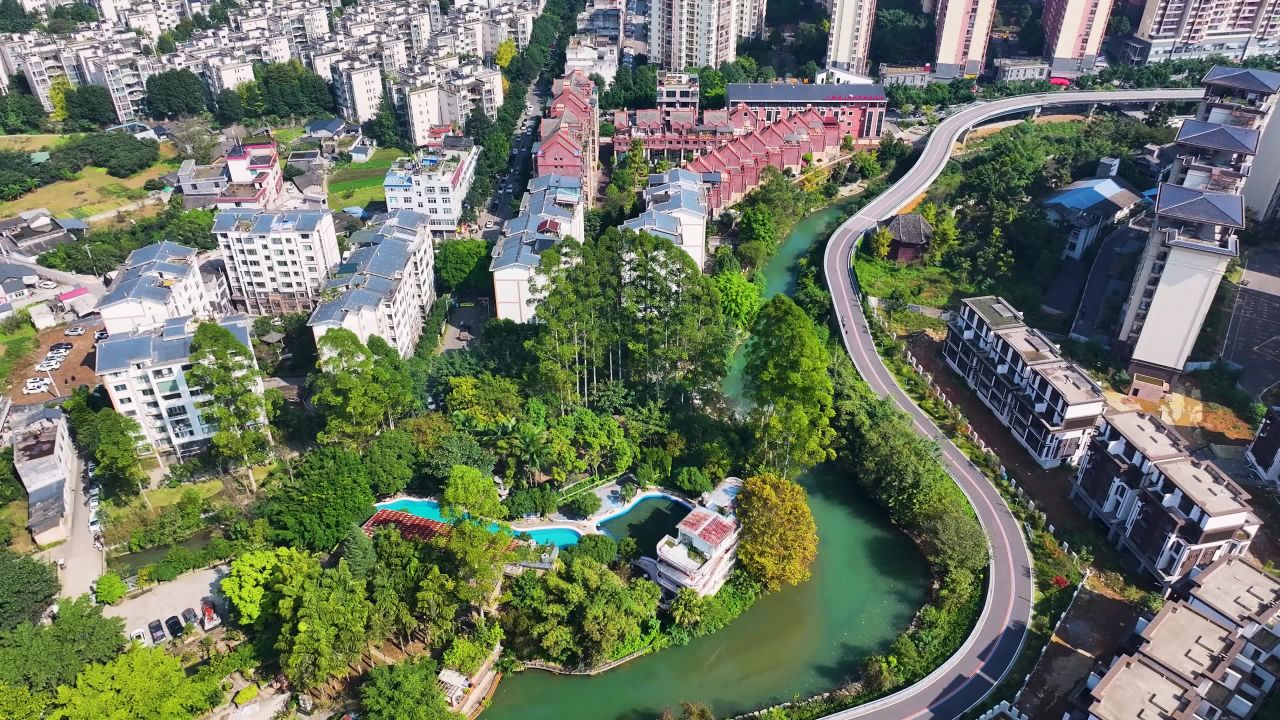 4k航拍现代建筑风光 城市航拍全景