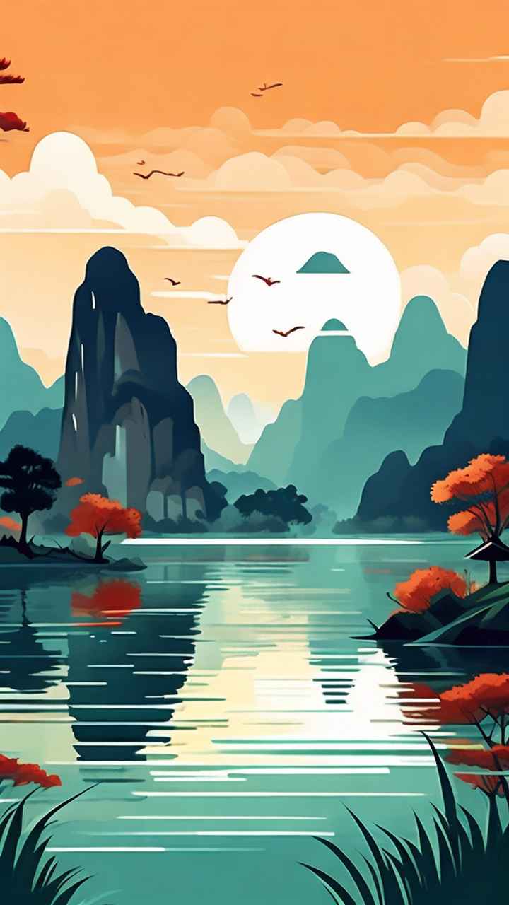 插画风格 桂林山水 31