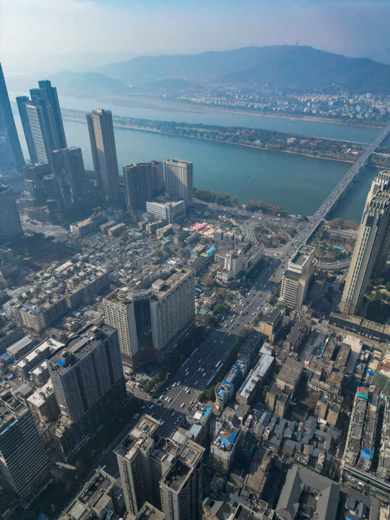 湖南长沙城市风光航拍摄影图