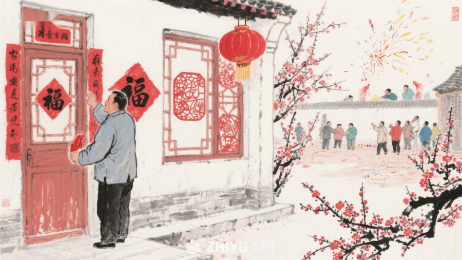 新春佳节，门前贴福迎喜庆 1001