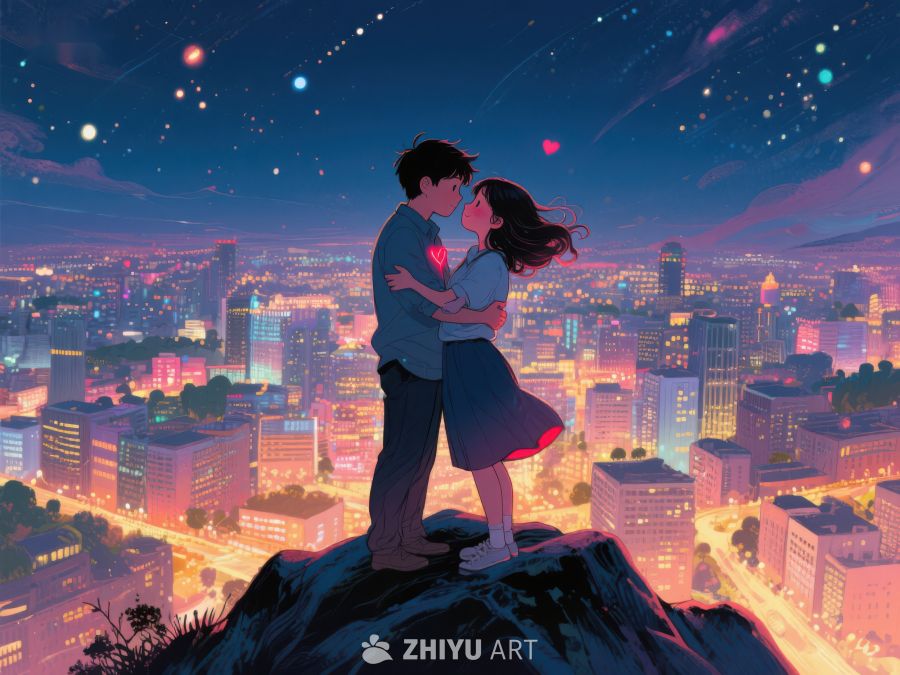 夜空下的情侣拥抱 1052