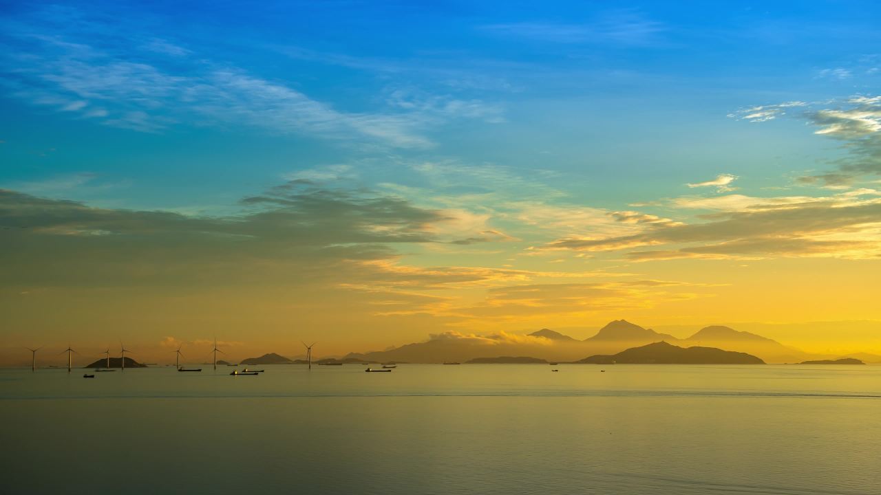 海上日出远景风光自然景观