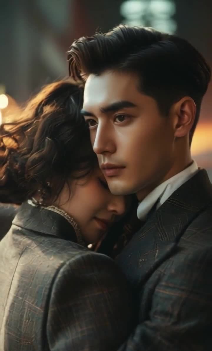 一名男子与一名女子相拥，男子的脸部轮廓清晰可见，穿