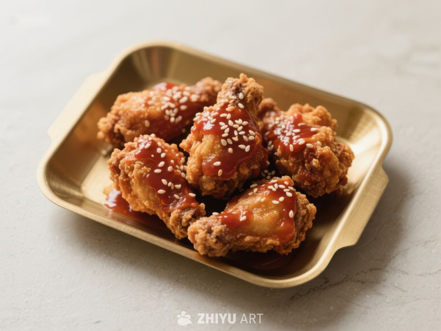 酱汁鸡翅配芝麻，金盘盛装 229
