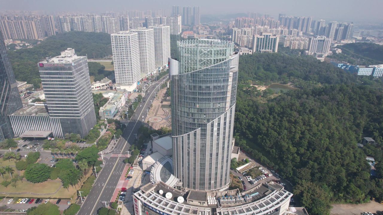 广东江门广电大楼航拍 