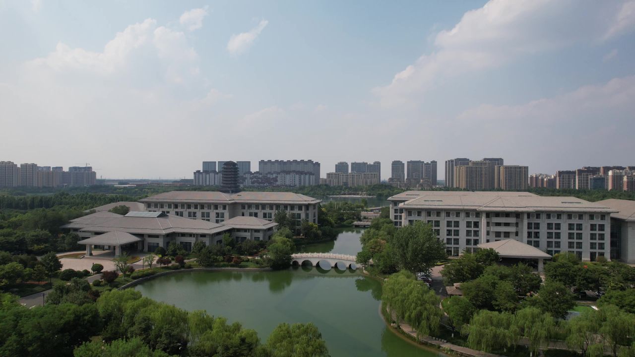山东淄博新城城市建设交通航拍 
