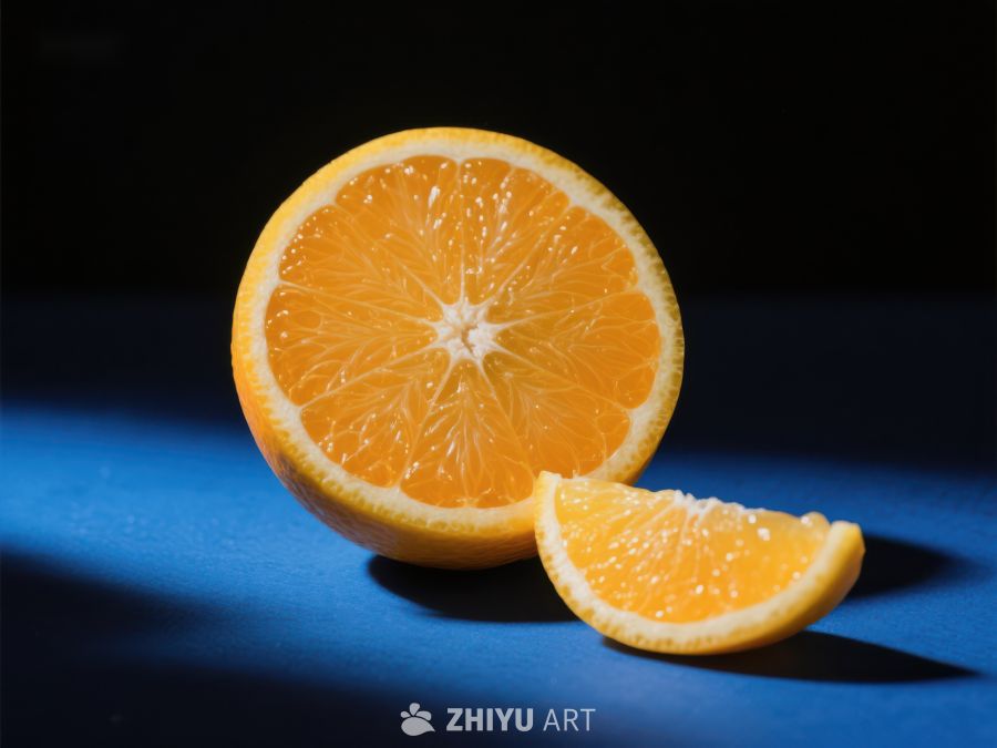 切开的橙子，展示鲜艳果肉 320