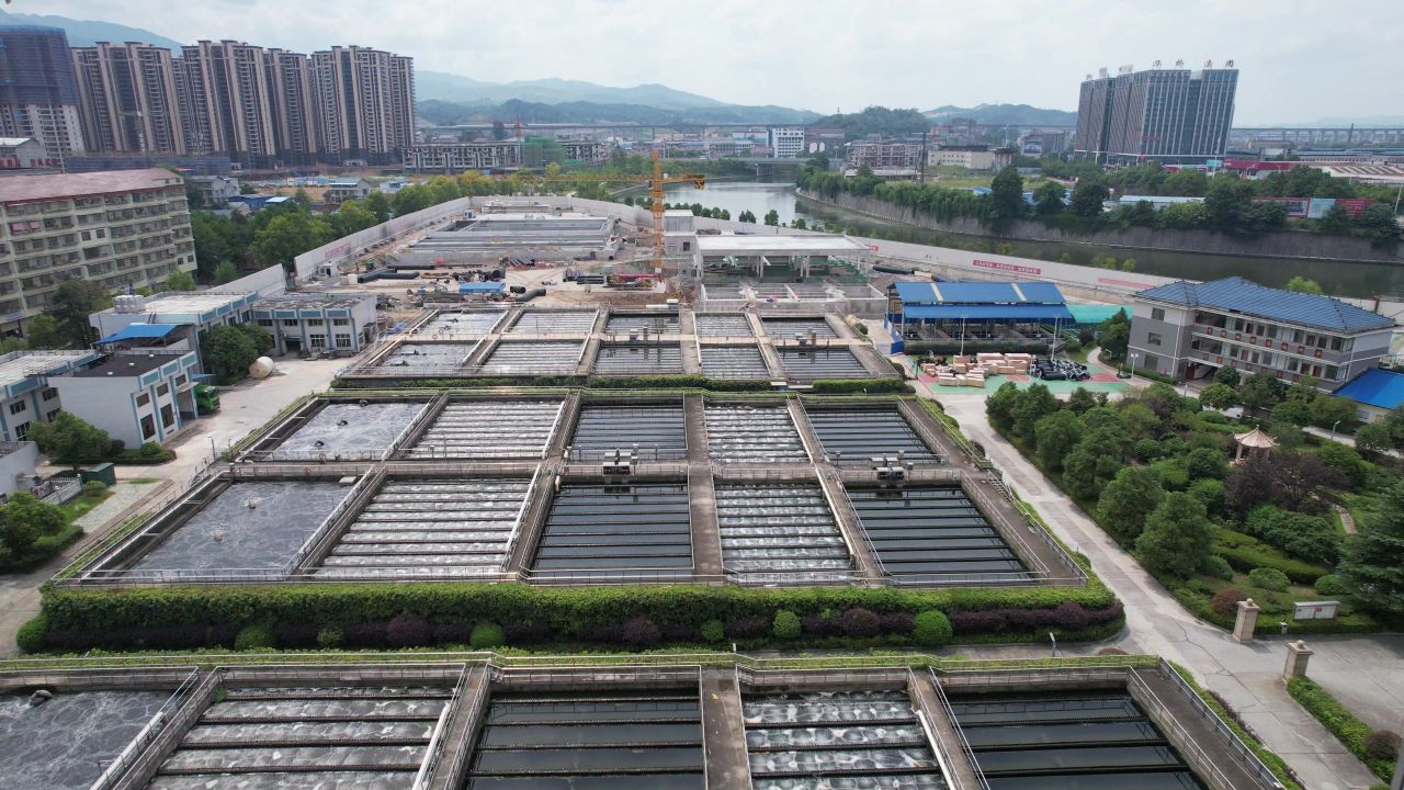 城市污水处理厂污水过滤航拍
