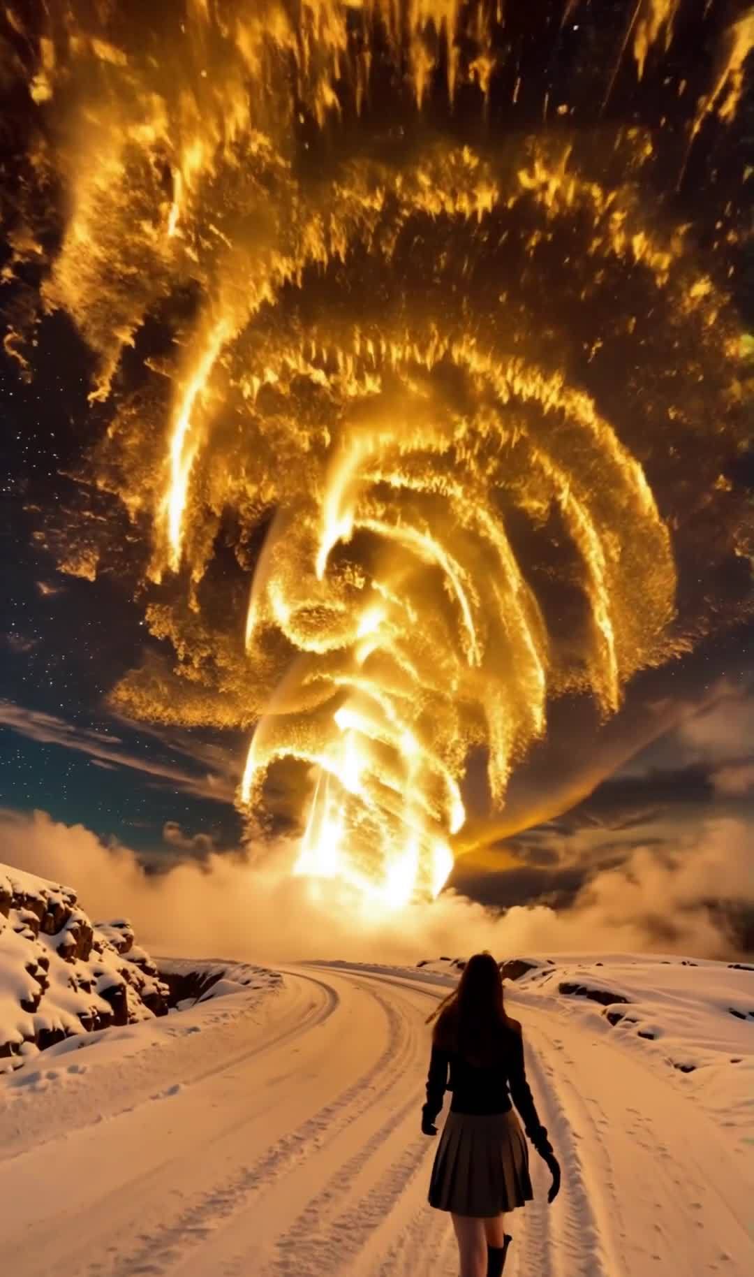 金光爆发：雪地少女目睹末日景象
