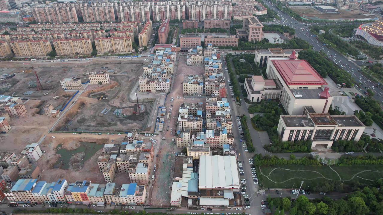云南昆明官渡古镇夜景航拍