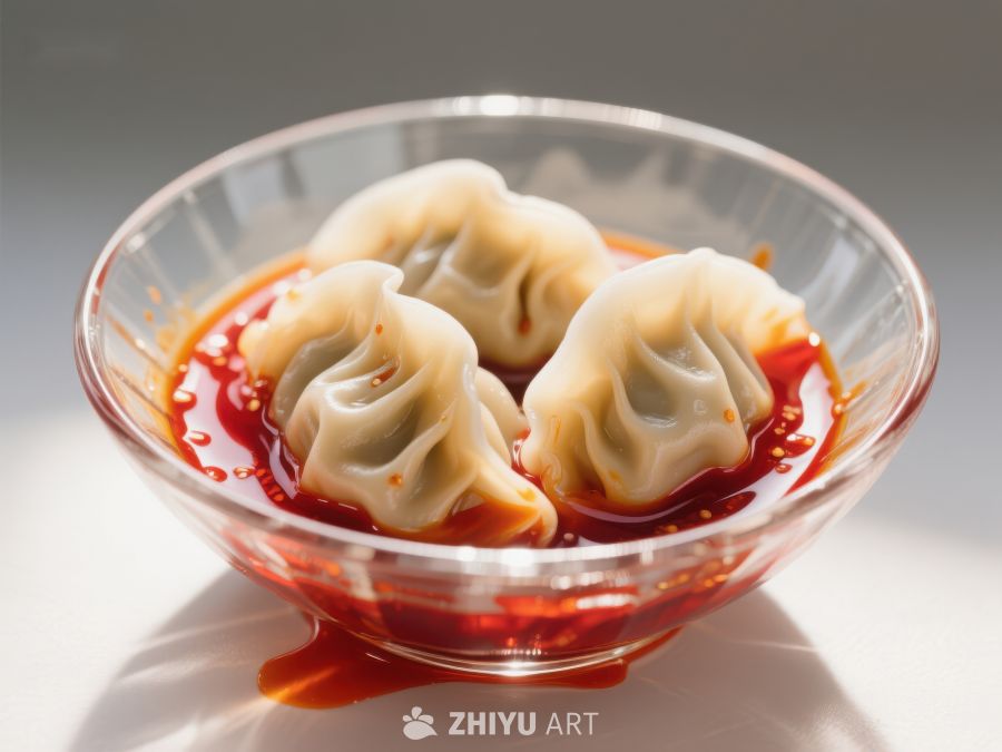 饺子浸红油，美味诱人 432
