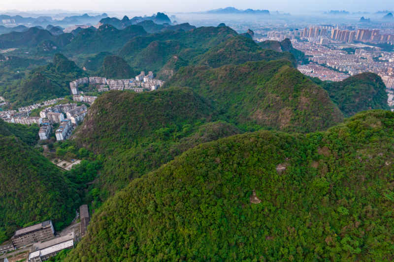 柳州城市清晨风光航拍