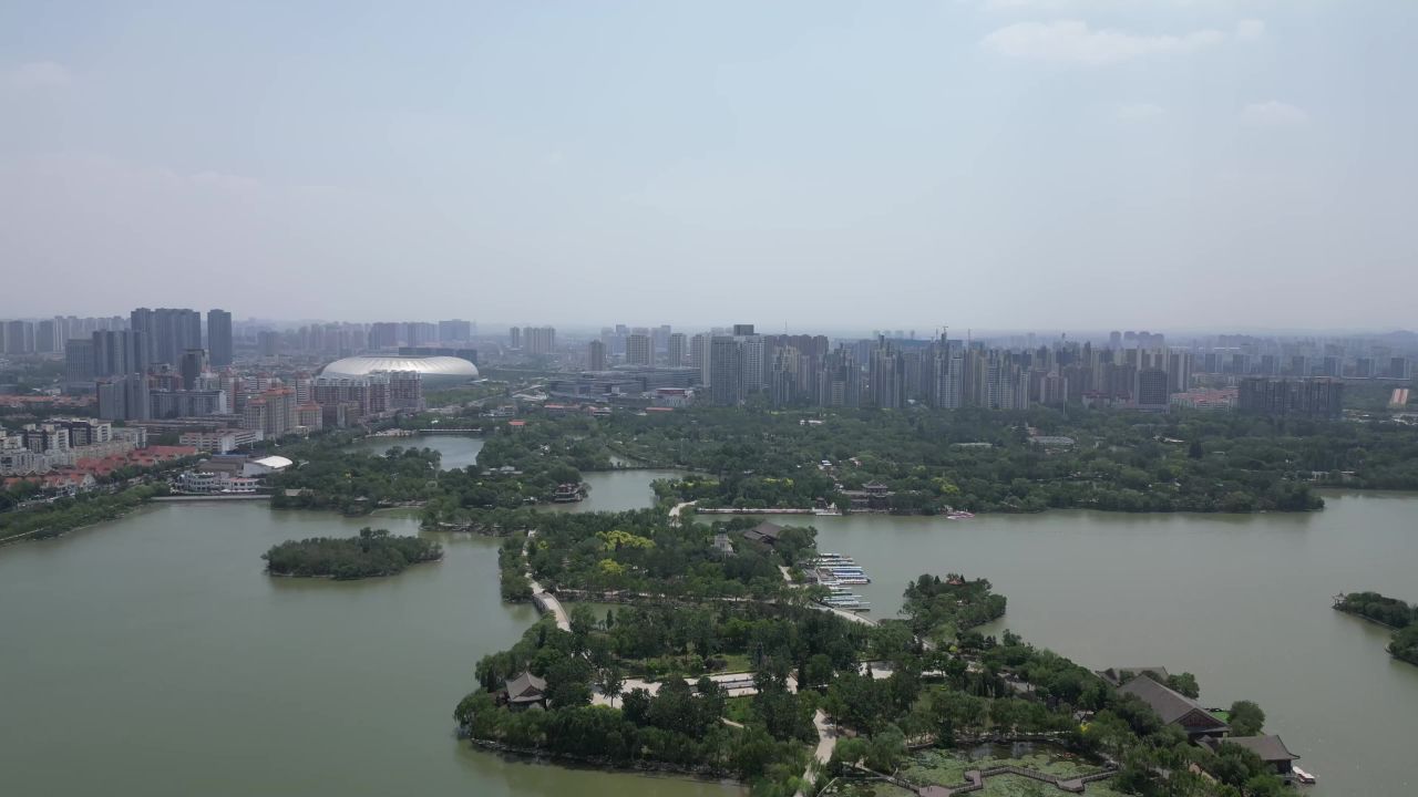 航拍天津水上公园