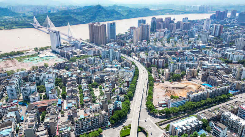 湖北宜昌城市风光航拍摄影图