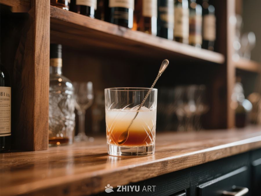 木质吧台上的经典鸡尾酒 389
