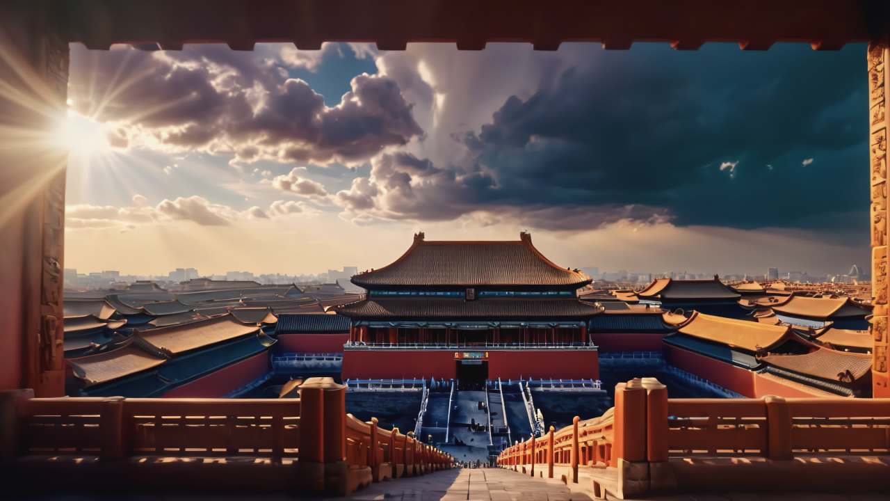 北京故宫博物院紫禁城皇城日出日落延时云海 49