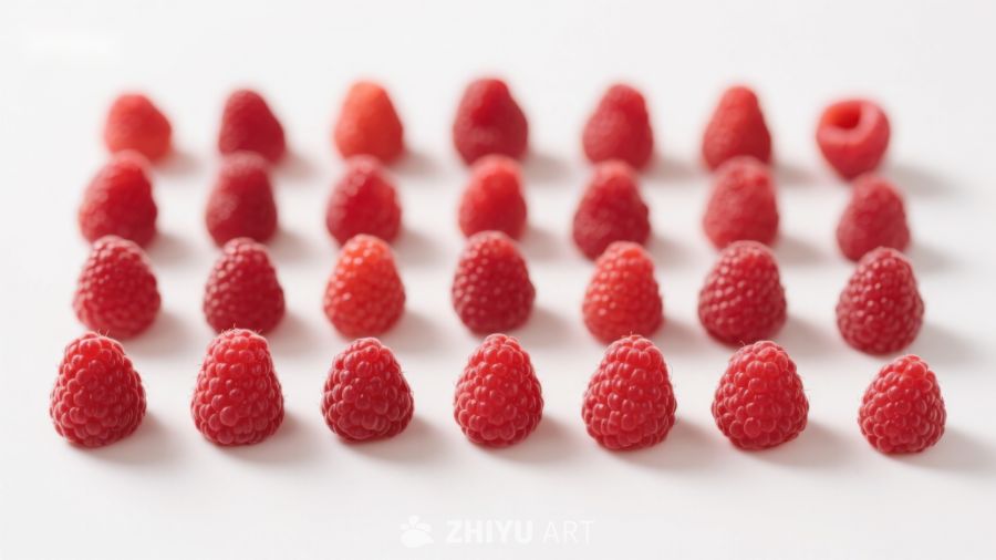 整齐排列的鲜红覆盆子 1152