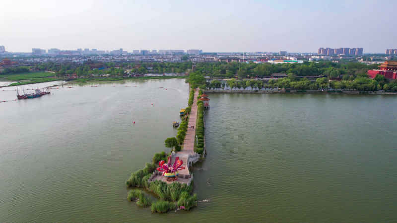 河南开封城市风光旅游景区航拍图 