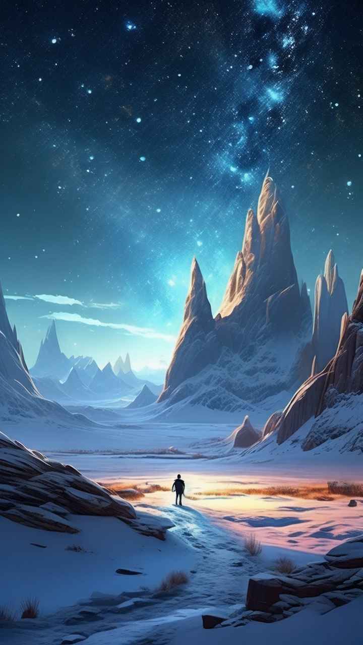 仙境广角冬日沙漠插画雪景 22