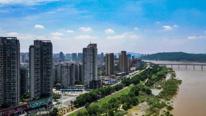 湖南株洲城市风光航拍 