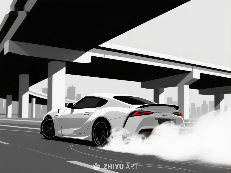 城市高架下疾驰的跑车 19