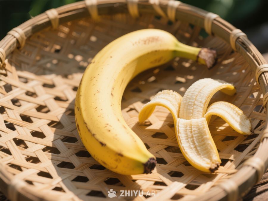 竹篮中的香蕉与果皮 804