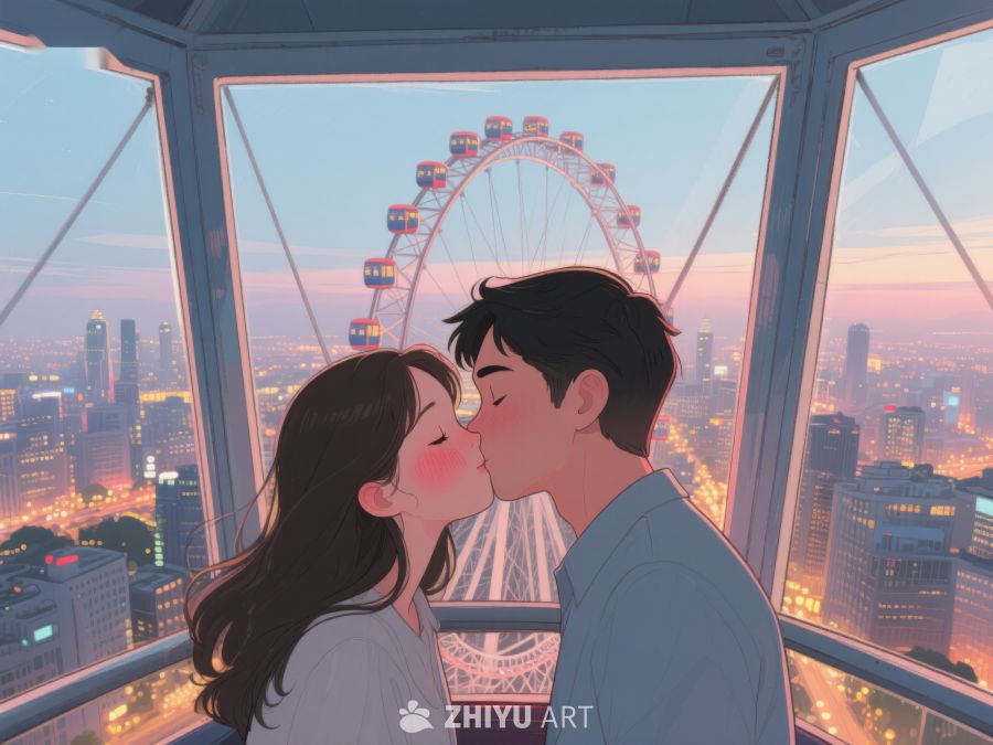 摩天轮下的浪漫一吻 500