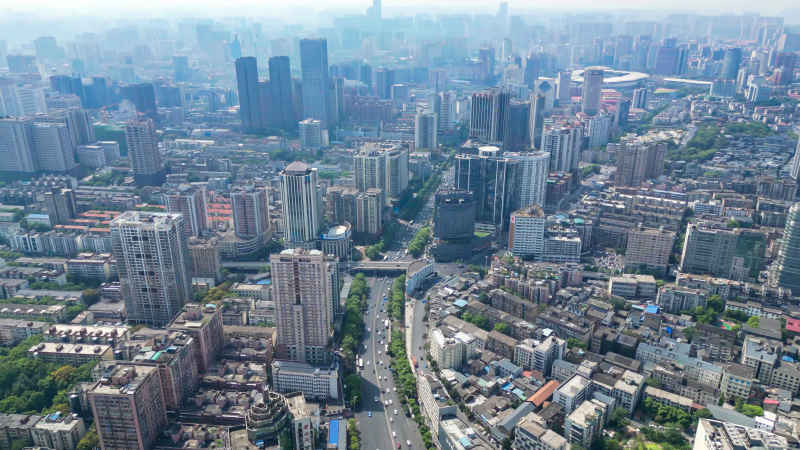 湖南长沙城市风光航拍摄影图 
