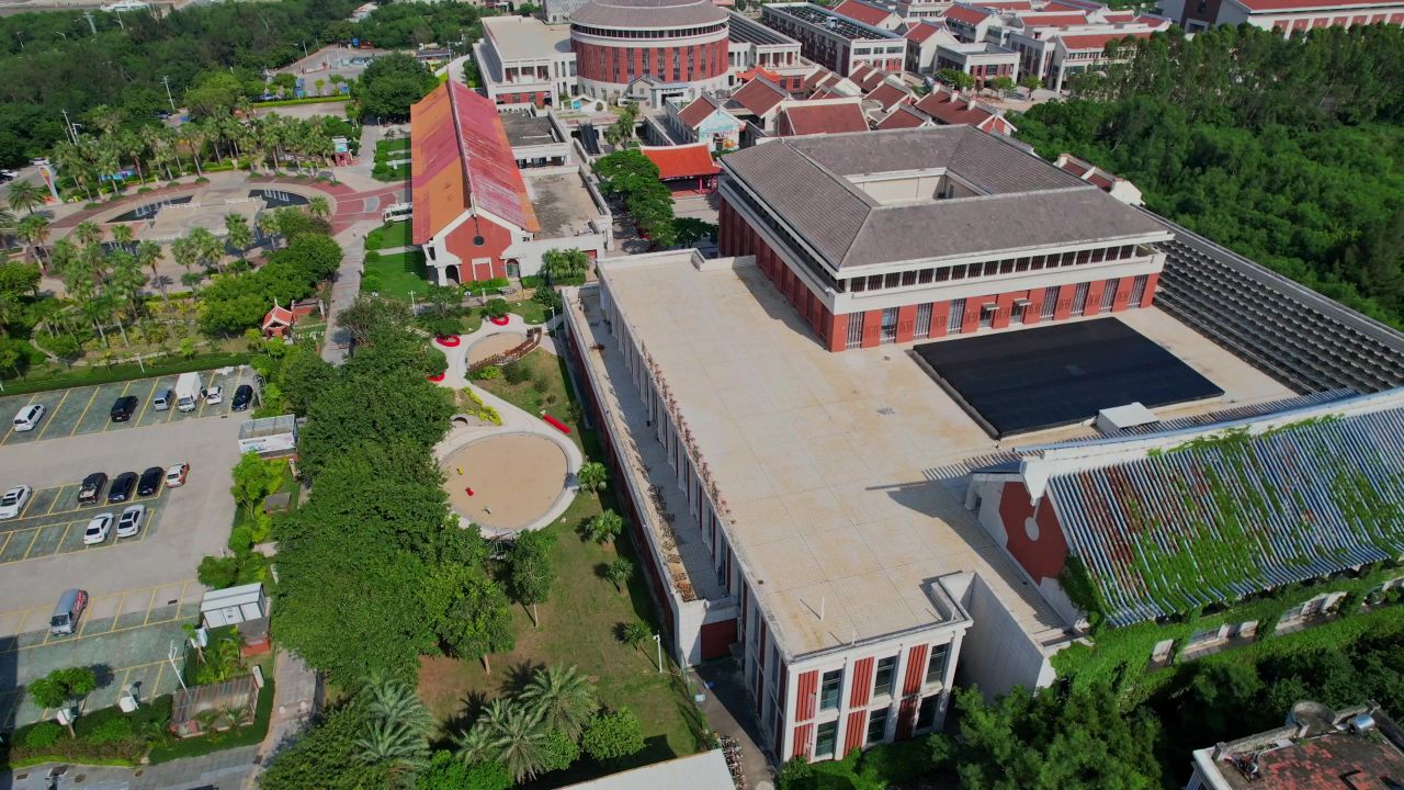 航拍厦门大嶝小镇免税公园