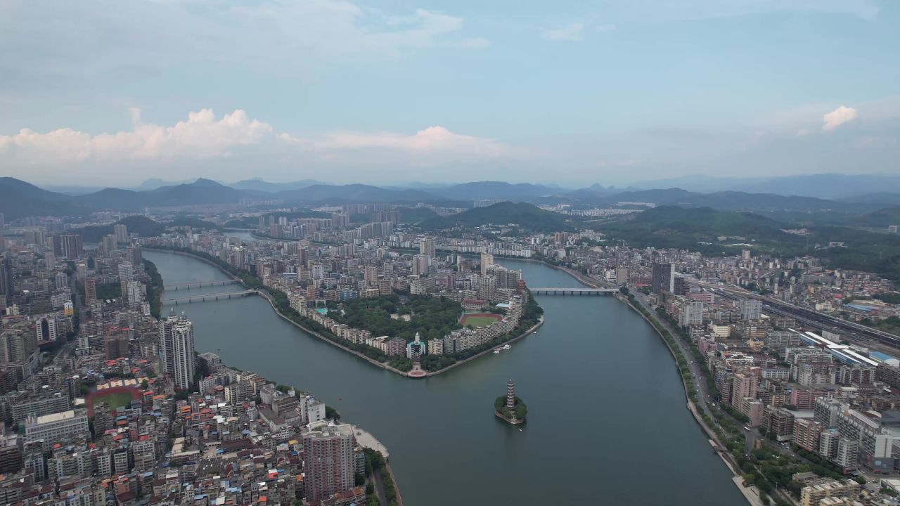 广东韶关城市风光航拍 