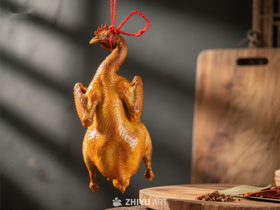 悬挂的烤鸡，色泽金黄诱人 1305