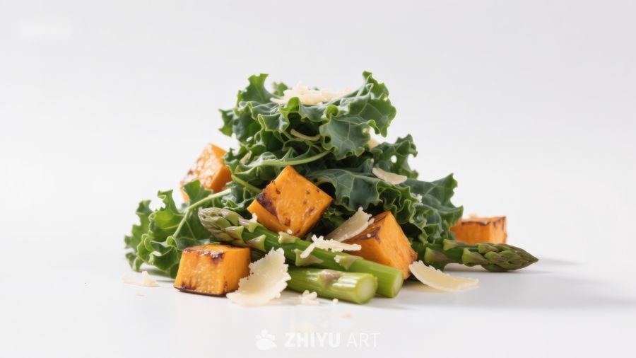 羽衣甘蓝沙拉配南瓜与芦笋