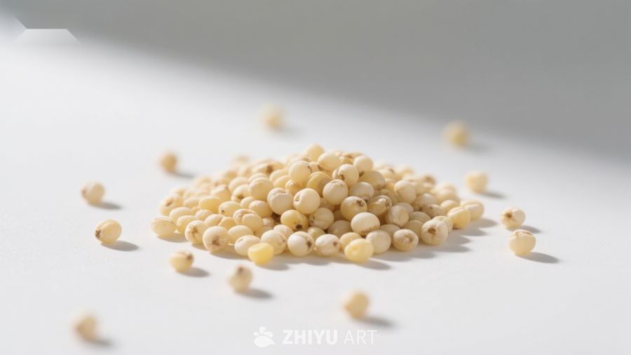 米色小颗粒散落桌面