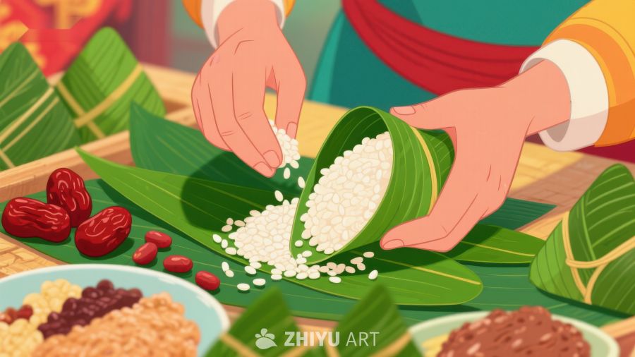 包粽子的传统制作过程 5