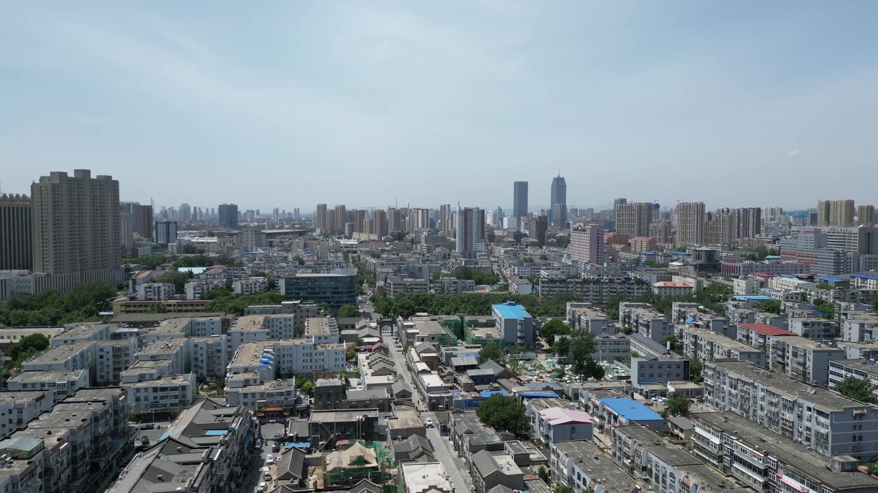 航拍河北保定城市风光