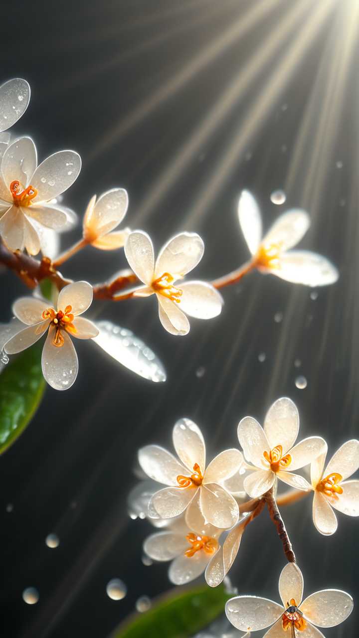 桂花水滴近景