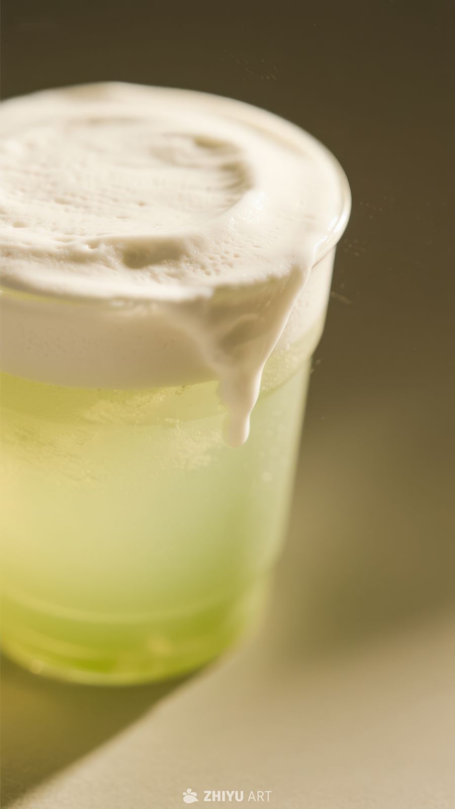 绿色饮品配奶油泡沫