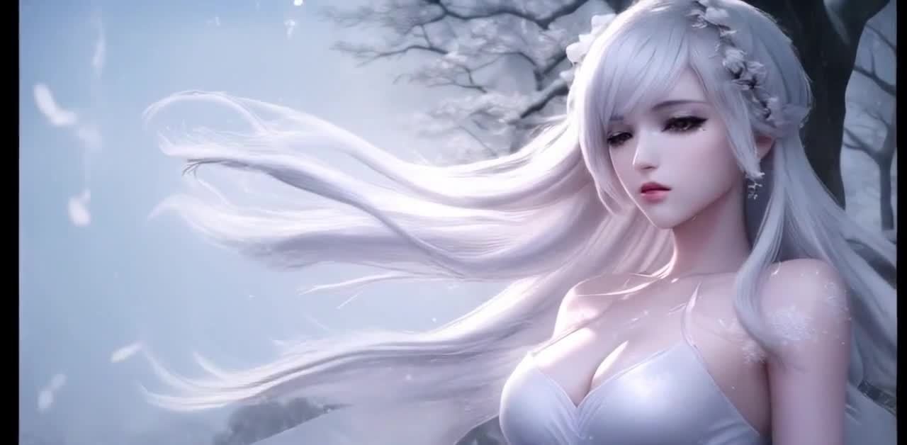 雪境银发少女的轻盈呼吸