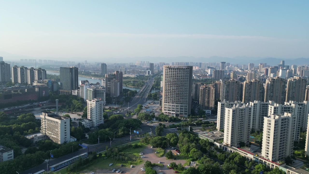 航拍金华人民广场