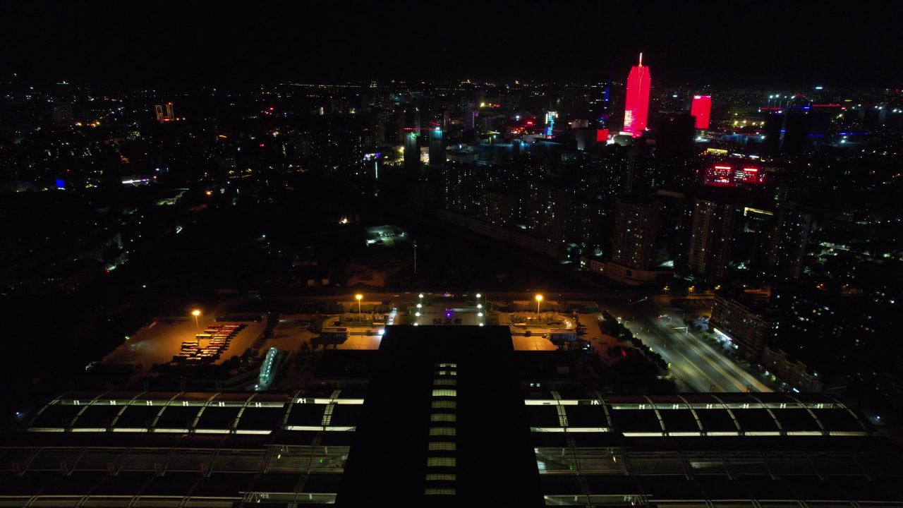 河北保定城市夜景灯光航拍