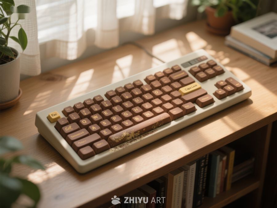 复古键盘置于木质书桌之上 141