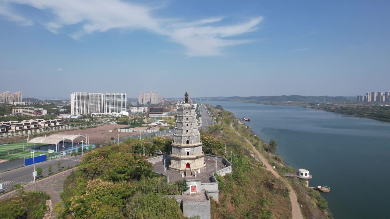 湖南衡阳来雁塔地标建筑航拍 