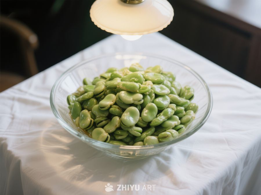 玻璃碗中的新鲜蚕豆 21