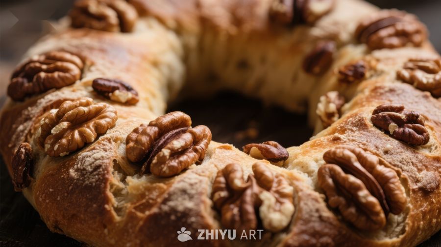 核桃面包圈特写