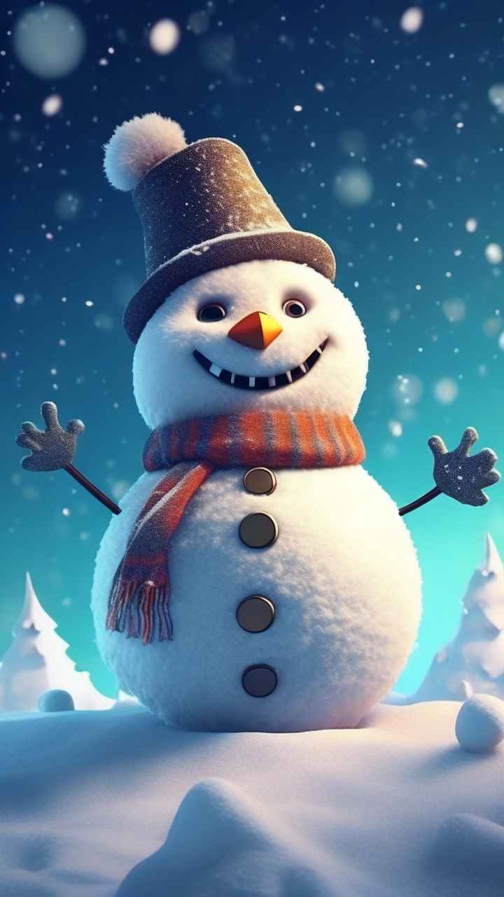 冬季插画雪人堆 50
